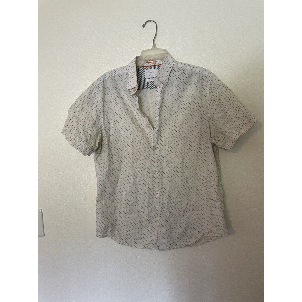 Denim & Flower Ricky Singh Men's L Regular Woven White Tiny Flower Shirt